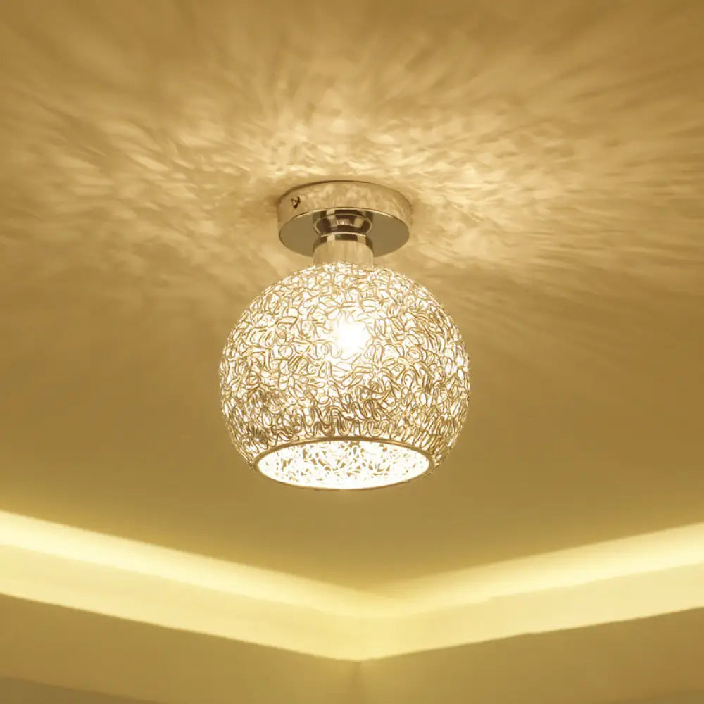DecorBites™ DecorBites™ Romantic Chrome Flush Mount Ceiling Light with Crystal Accent for Corridor