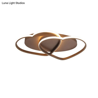 DecorBites™ DecorBites™ Romantic Double Heart Flush Mount Ceiling Lamp in Brown – Perfect for Study Rooms