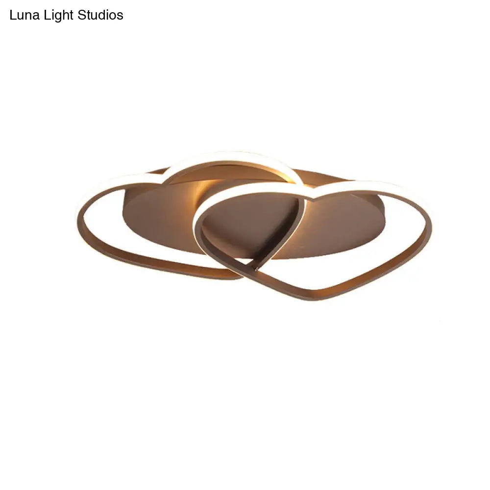 DecorBites™ DecorBites™ Romantic Double Heart Flush Mount Ceiling Lamp in Brown – Perfect for Study Rooms