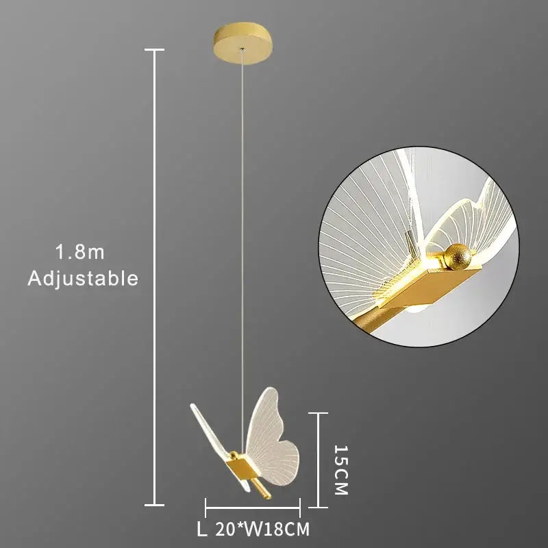 Romantic gold butterfly led chandelier with gold-toned metallic frame and translucent white wings by decorbites butterfly led