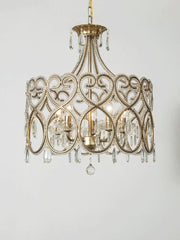 Romantic gold crystal heart ceiling light chandelier with intricate filigree and dangling crystal droplets for decorbites ceiling light