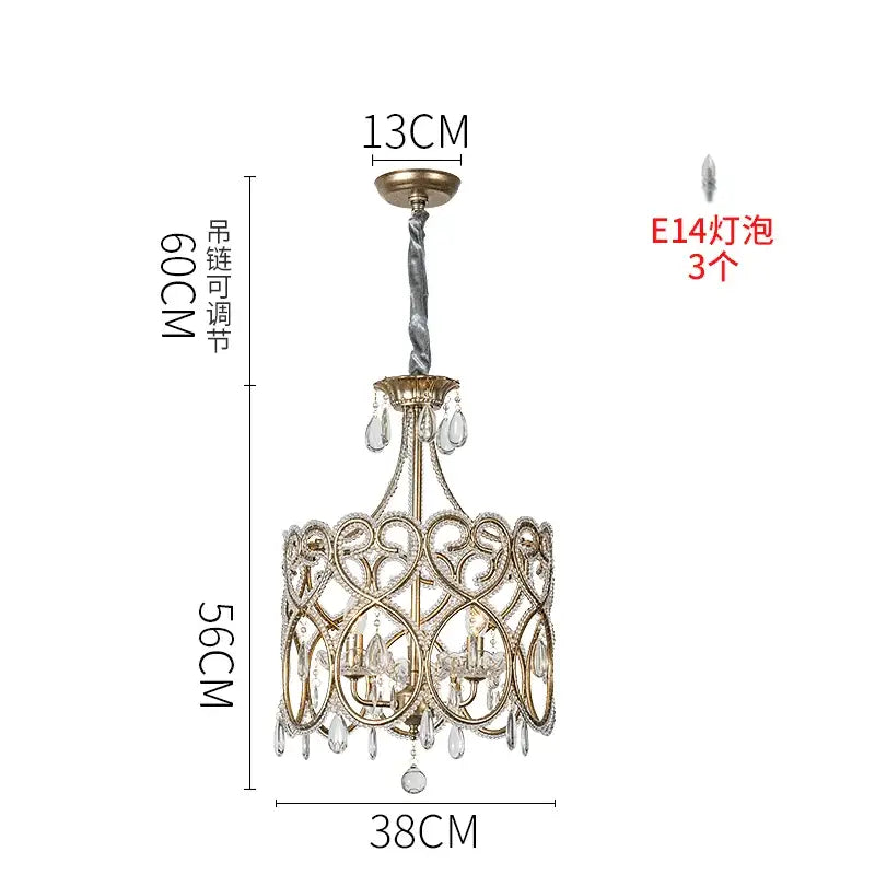 Romantic gold crystal heart ceiling light chandelier with intricate heart-shaped metalwork and dangling crystal droplets