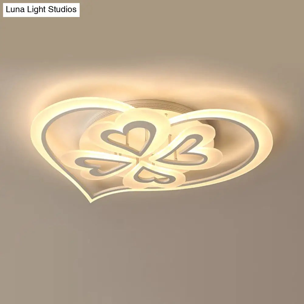 DecorBites™ DecorBites™ Romantic Heart Ceiling Light - Acrylic Flush Mount in White for Adult & Child Bedroom