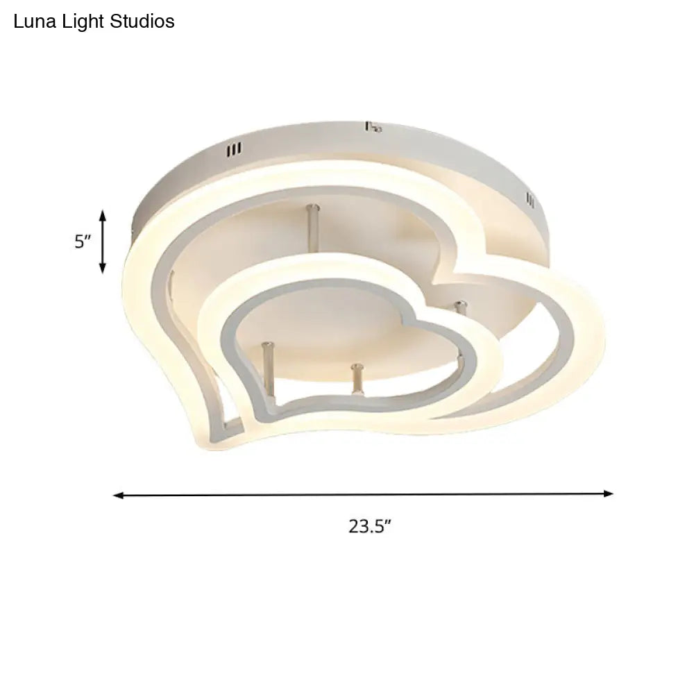 DecorBites™ DecorBites™ Romantic Heart Ceiling Light in Acrylic White Finish - Ideal for Child Bedroom