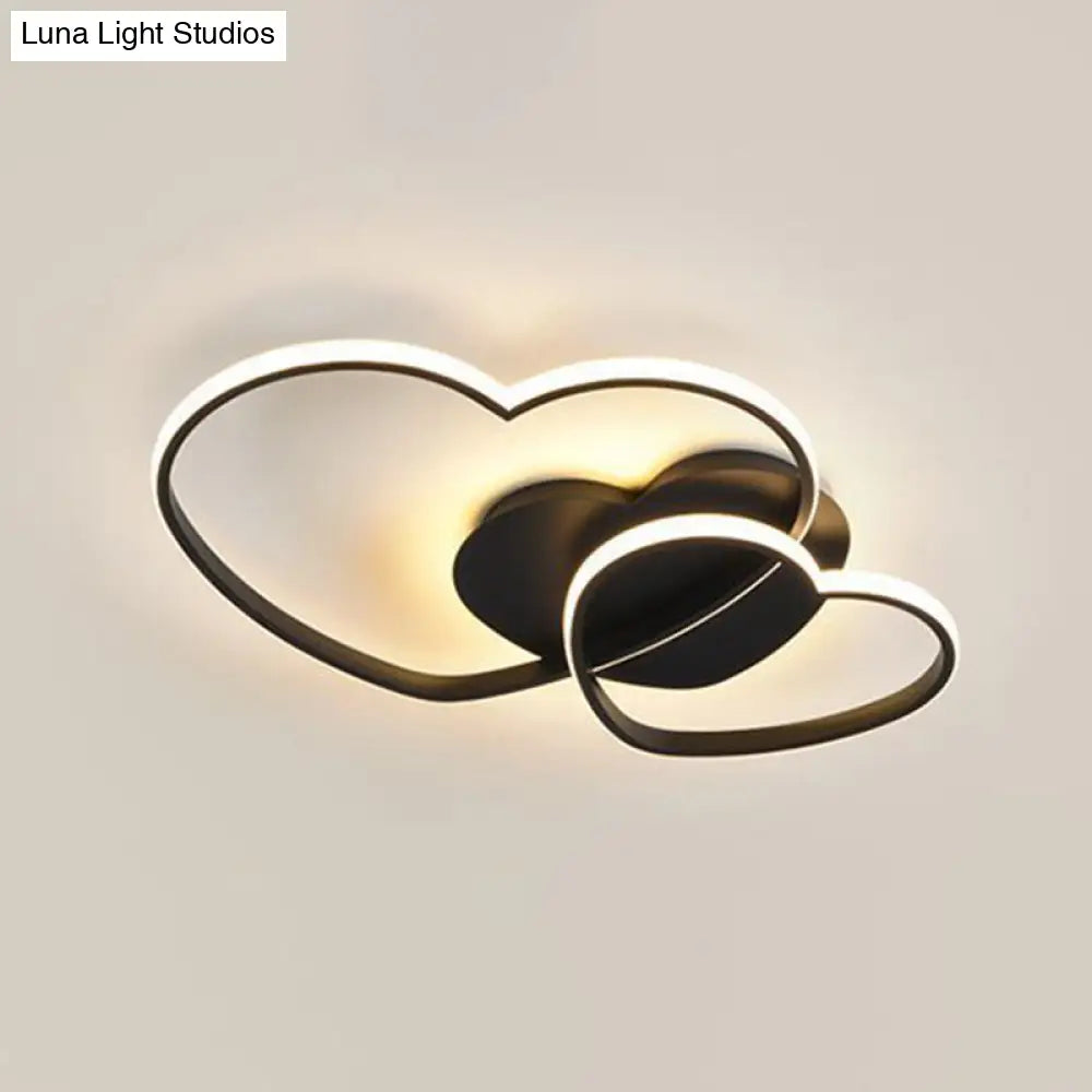 DecorBites™ DecorBites™ Romantic Minimalist Double Heart Ceiling Light - Metal Flush Mount LED for Bedroom