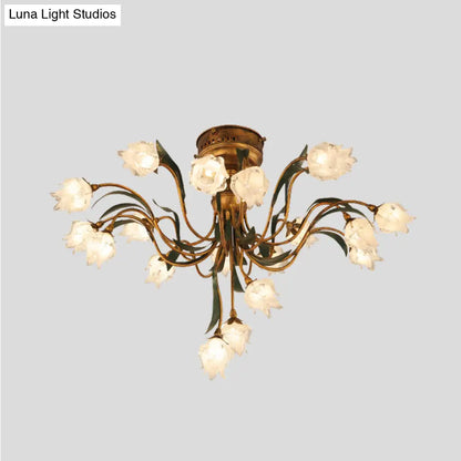 DecorBites™ DecorBites™ Romantic Pastoral Brass Bloom Semi Flush Light - 19 Bulb LED Close to Ceiling Lamp