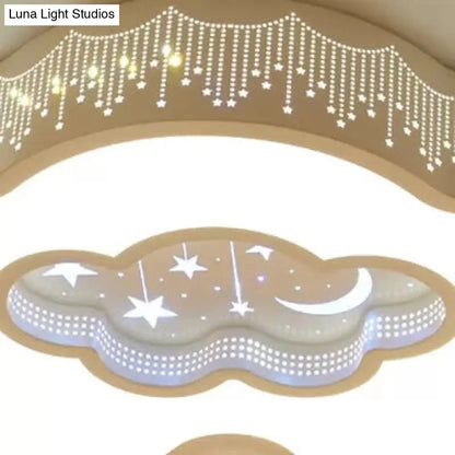 DecorBites™ DecorBites™ Romantic White Cloud Ceiling Mount Light with Star Acrylic Lamp for Hallway