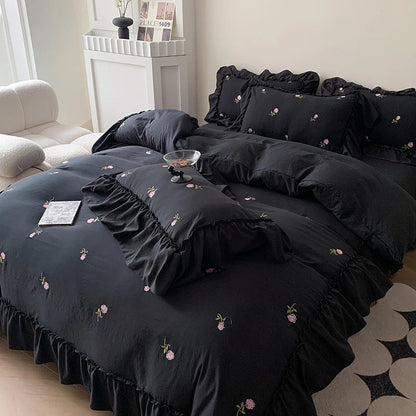 Rose Embroidered Duvet Set - Princess Style