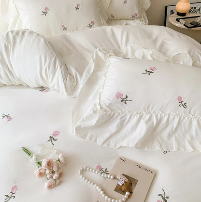Rose Embroidered Duvet Set - Princess Style