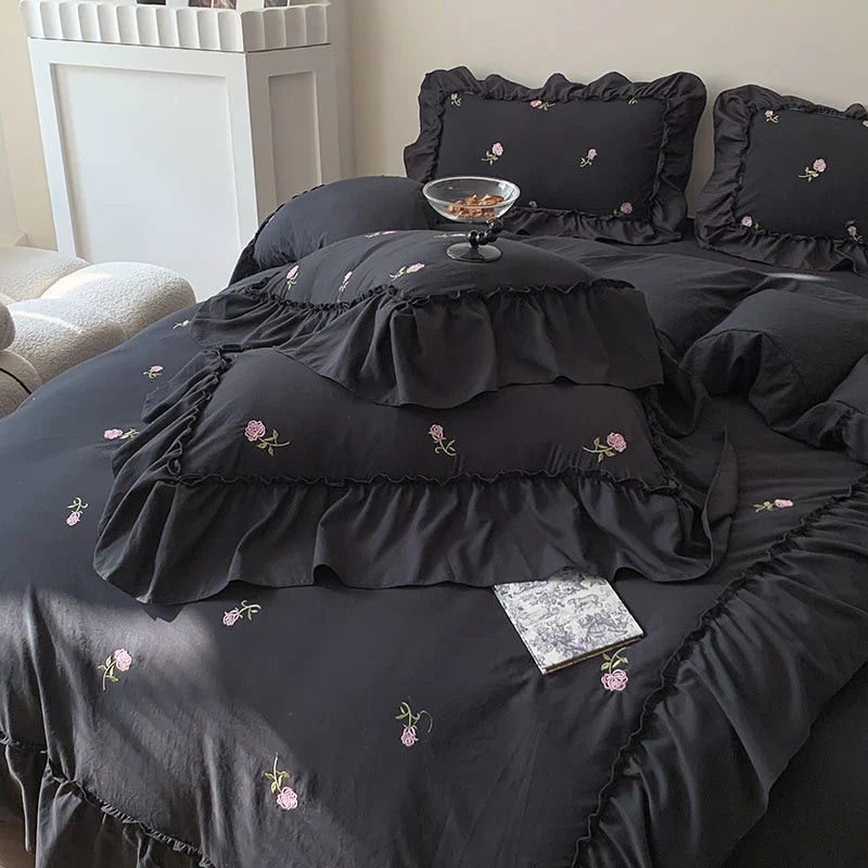 Rose Embroidered Duvet Set - Princess Style