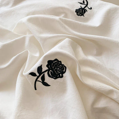 Rose Embroidered Duvet Set - Princess Style