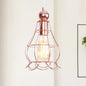 Rose Gold Caged Pendant Lamp - Loft Style Hanging Light with Adjustable Cord