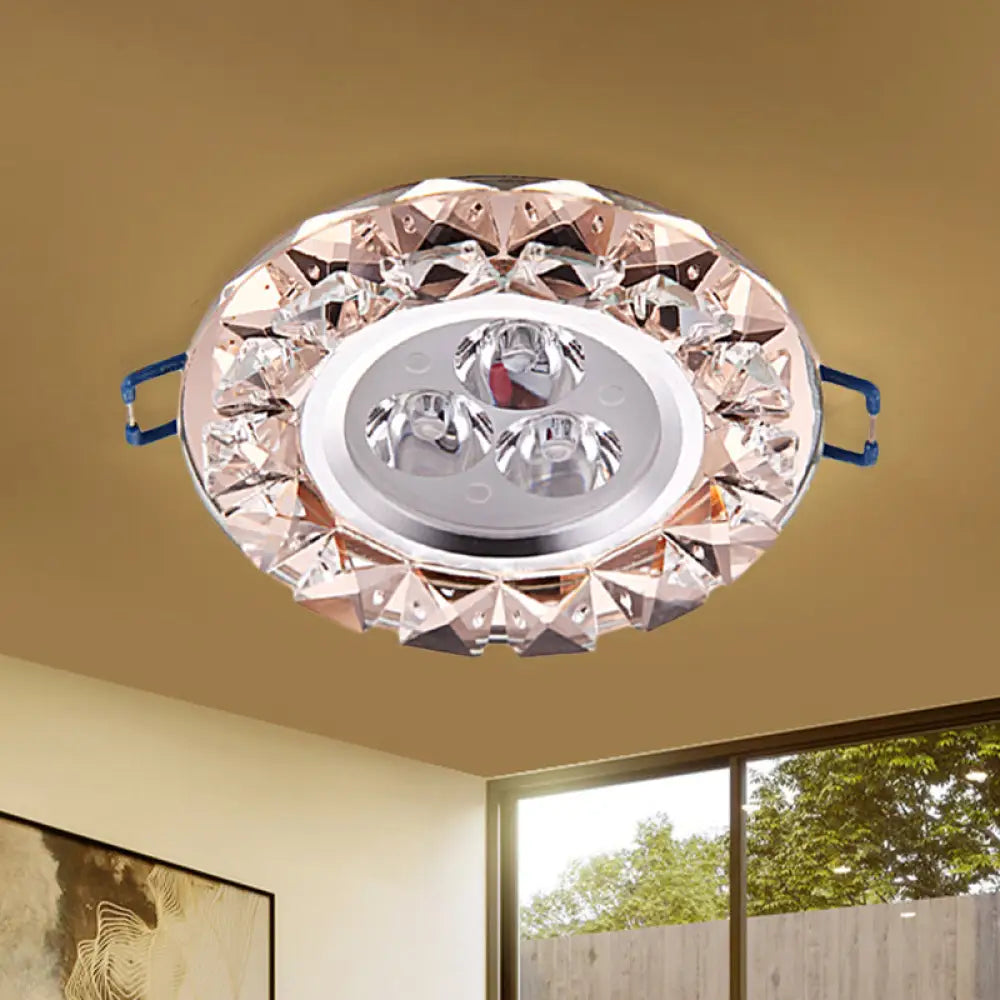DecorBites™ DecorBites™ Rose Gold Crystal Flush Mount LED Ceiling Lamp - Modern, Thin & Beveled