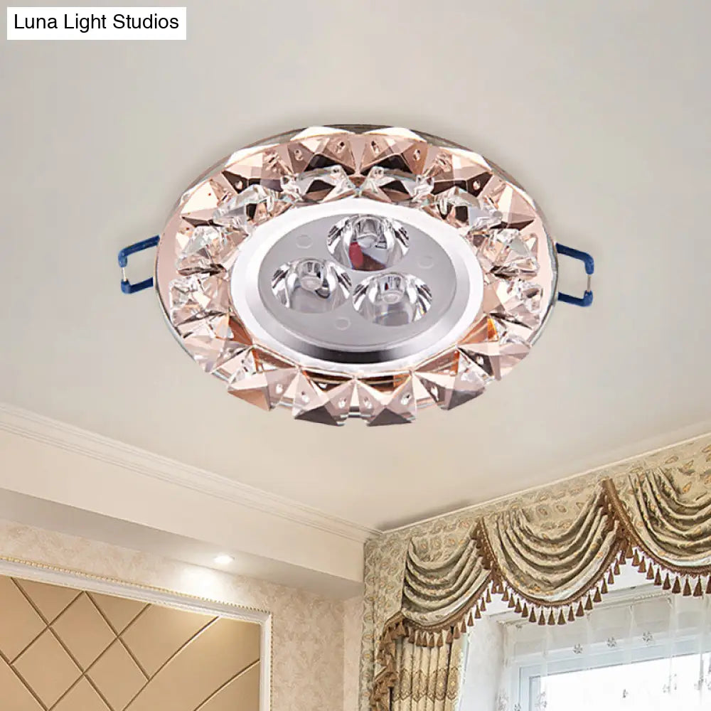 DecorBites™ DecorBites™ Rose Gold Crystal Flush Mount LED Ceiling Lamp - Modern, Thin & Beveled