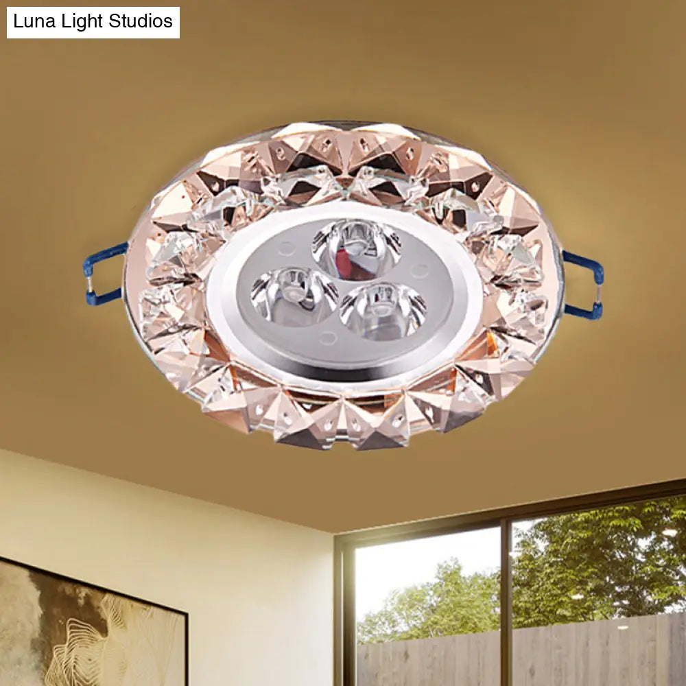 DecorBites™ DecorBites™ Rose Gold Crystal Flush Mount LED Ceiling Lamp - Modern, Thin & Beveled