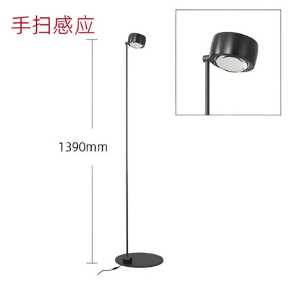 Black matte floor lamp with adjustable head featuring a sleek minimalist design for decorbites designer fishing floor
