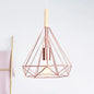 Rose Gold Diamond Metal Cage Pendant Light - Nordic Industrial Ceiling Hanging Lamp