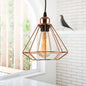 Rose Gold Iron Diamond Cage Pendant Lamp - Industrial Ceiling Light with 1-Bulb