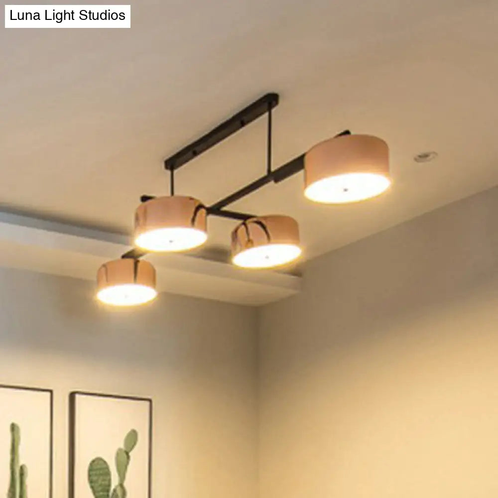 ديكوربايتس™ - مصباح جزيرة معدني ذهبي وردي بأربعة مصابيح لغرفة طعام بسيطة