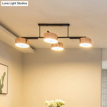 ديكوربايتس™ - مصباح جزيرة معدني ذهبي وردي بأربعة مصابيح لغرفة طعام بسيطة