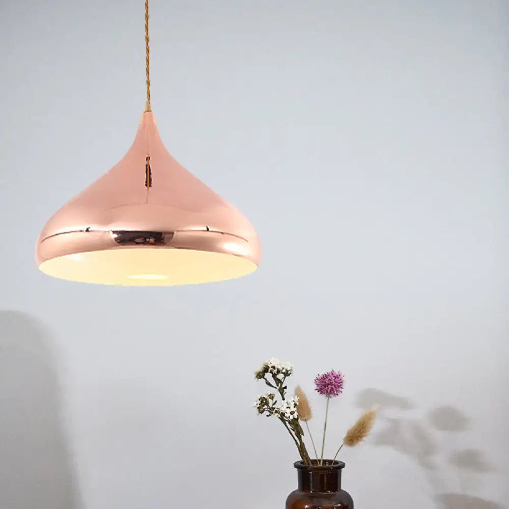 Rose Gold Onion-Shaped Modern Pendant Lamp for Bedroom