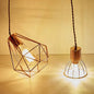 Rose Gold Pendant Lamp - Flared/Diamond Cage - Industrial Ceiling Hang Light - Bedroom Lighting