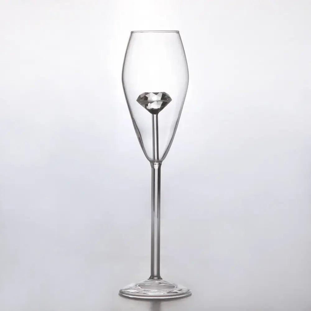 Clear crystal rose stemware wine glass with faceted diamond ornament and pink flowers for decorbites 3d rose decor