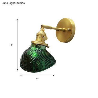 DecorBites™ DecorBites™ Rotatable Bedroom Sconce Lamp - Metal Single Light, Green and Brass Wall Fixture for Adults