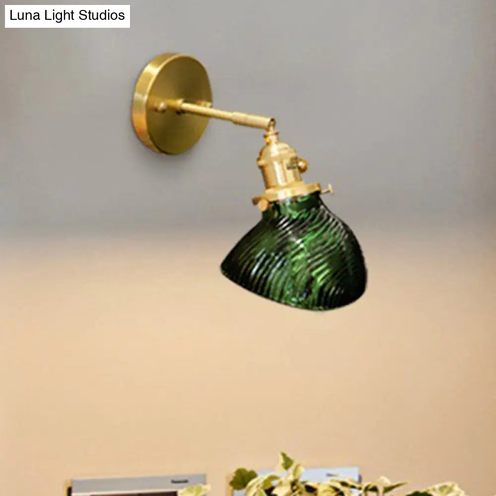 DecorBites™ DecorBites™ Rotatable Bedroom Sconce Lamp - Metal Single Light, Green and Brass Wall Fixture for Adults