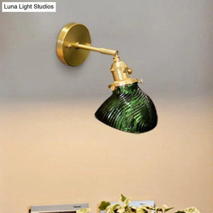 DecorBites™ DecorBites™ Rotatable Bedroom Sconce Lamp - Metal Single Light, Green and Brass Wall Fixture for Adults
