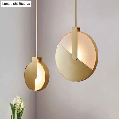 Rotatable Circle Panel LED Ceiling Lamp in White/Warm Light - Modern Aluminum and Brass Design