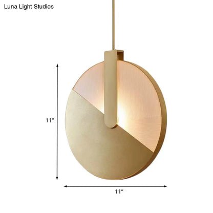 Rotatable Circle Panel LED Ceiling Lamp in White/Warm Light - Modern Aluminum and Brass Design