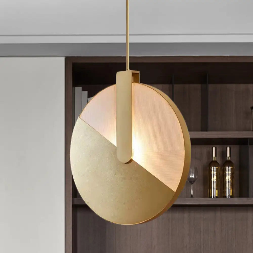 Rotatable Circle Panel LED Ceiling Lamp in White/Warm Light - Modern Aluminum and Brass Design