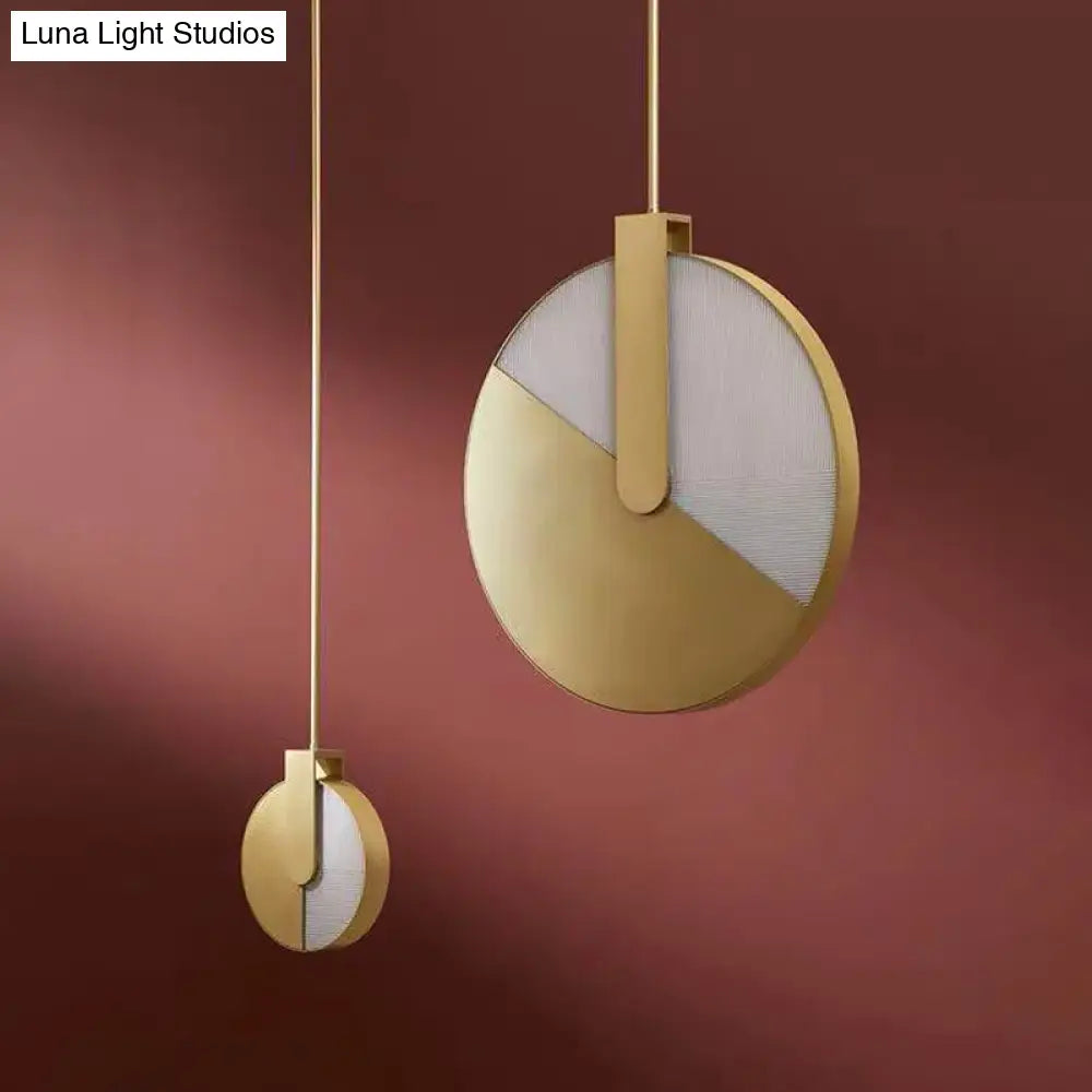 Rotatable Circle Panel LED Ceiling Lamp in White/Warm Light - Modern Aluminum and Brass Design