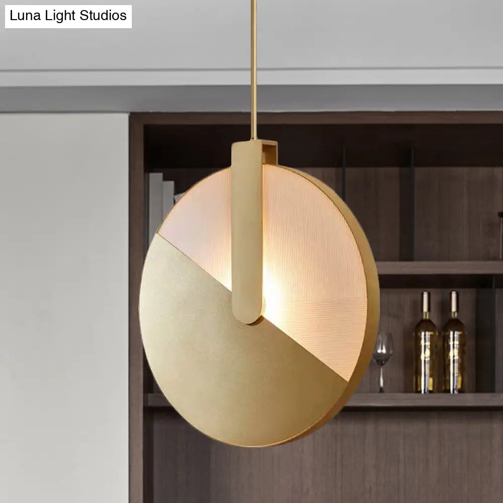 Rotatable Circle Panel LED Ceiling Lamp in White/Warm Light - Modern Aluminum and Brass Design