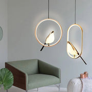 Rotatable Magpie Bird Metal Pendant Light in Gold or Silver - Decorbites