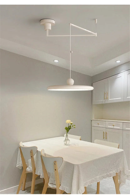 Rotatable Nordic LED Pendant Light - Cream Iron Chandelier
