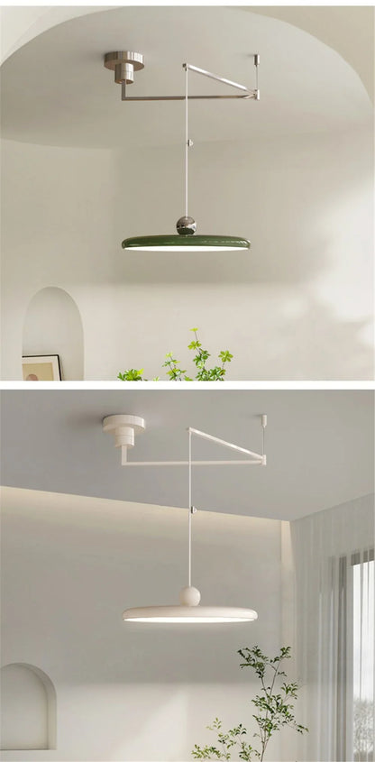 Rotatable Nordic LED Pendant Light - Cream Iron Chandelier