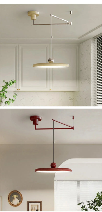 Rotatable Nordic LED Pendant Light - Cream Iron Chandelier