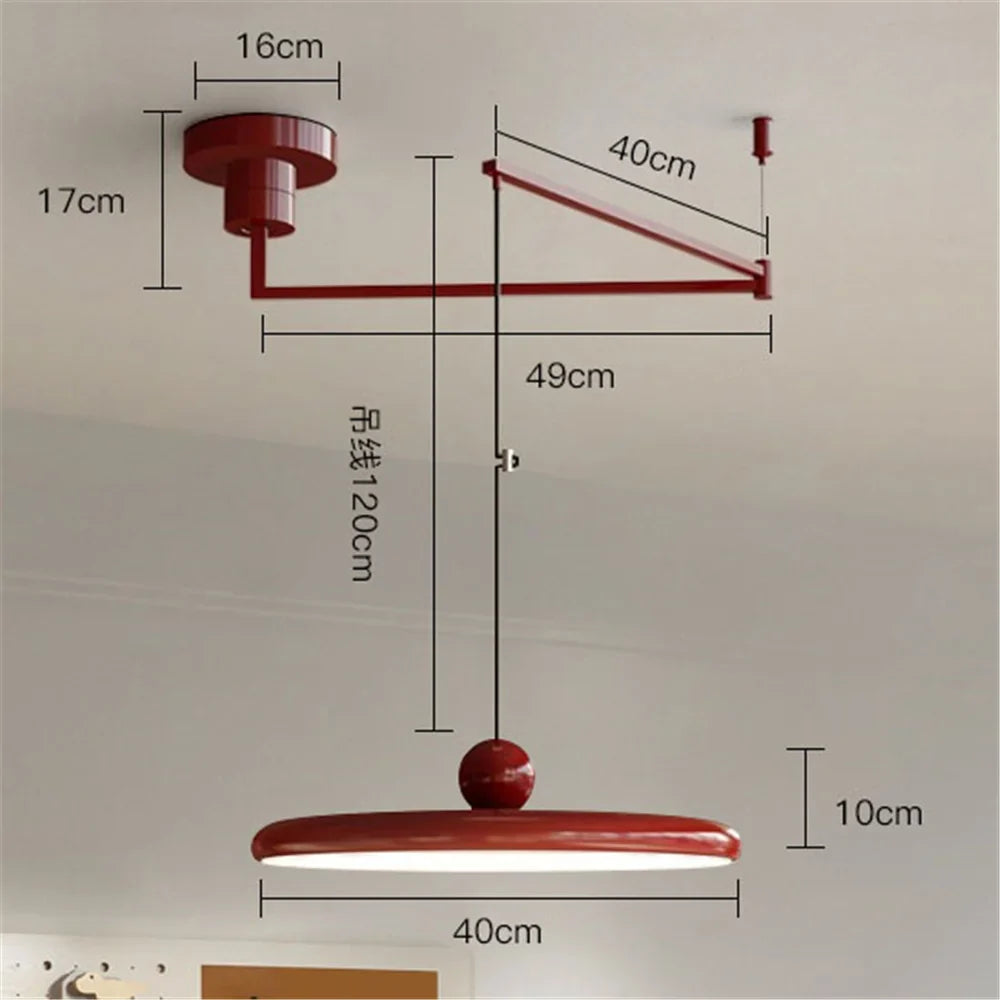 Rotatable Nordic LED Pendant Light - Cream Iron Chandelier - D / changeable