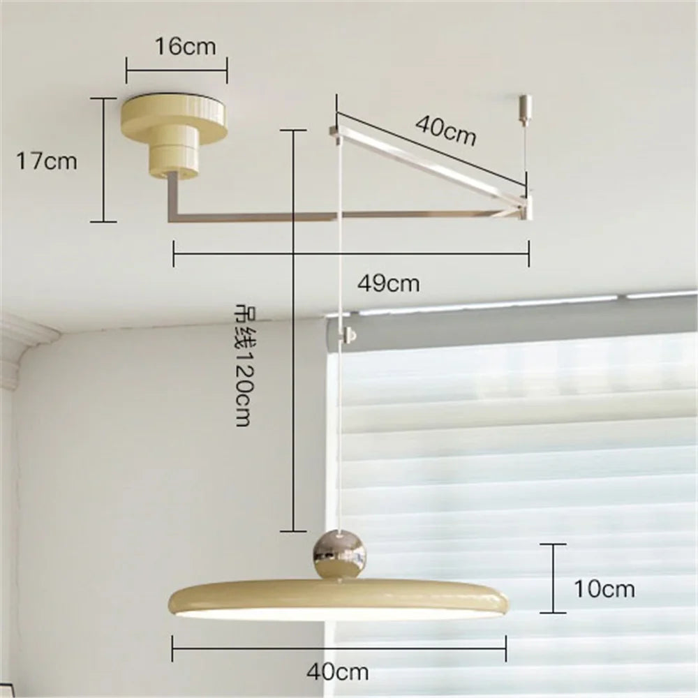 Rotatable Nordic LED Pendant Light - Cream Iron Chandelier - E / changeable