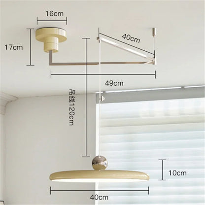 Rotatable Nordic LED Pendant Light - Cream Iron Chandelier - E / changeable