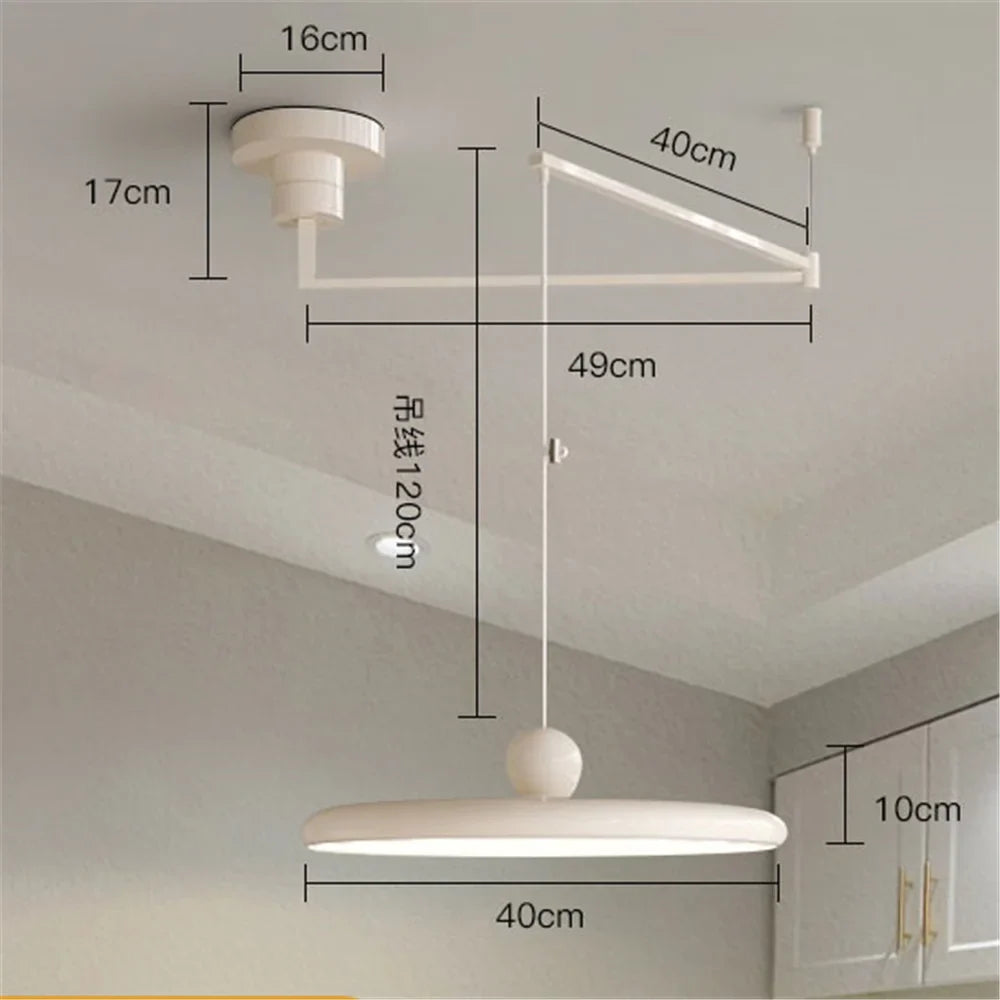 Rotatable Nordic LED Pendant Light - Cream Iron Chandelier - F / changeable