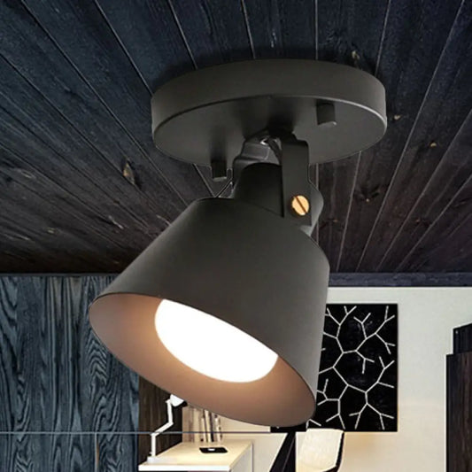 DecorBites™ DecorBites™ Rotatable Semi Flush Ceiling Light with Stylish Metallic Conical Shade - Black/White