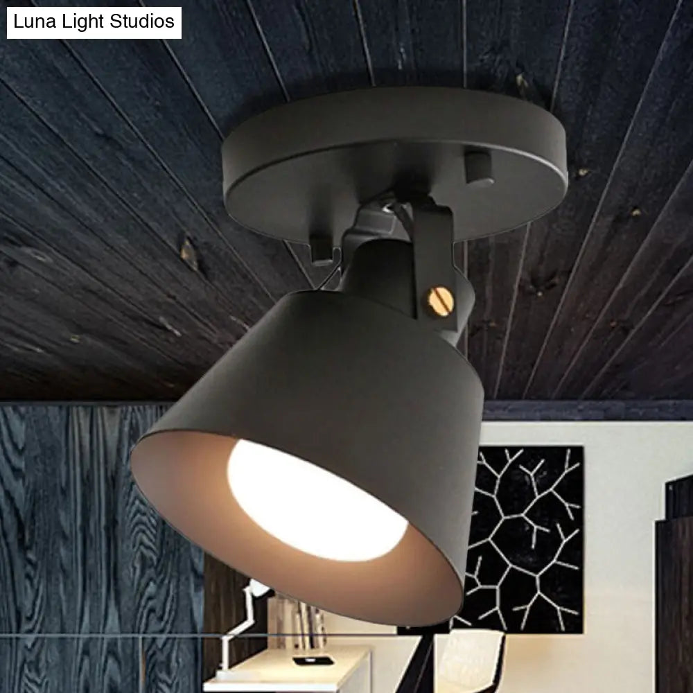 DecorBites™ DecorBites™ Rotatable Semi Flush Ceiling Light with Stylish Metallic Conical Shade - Black/White