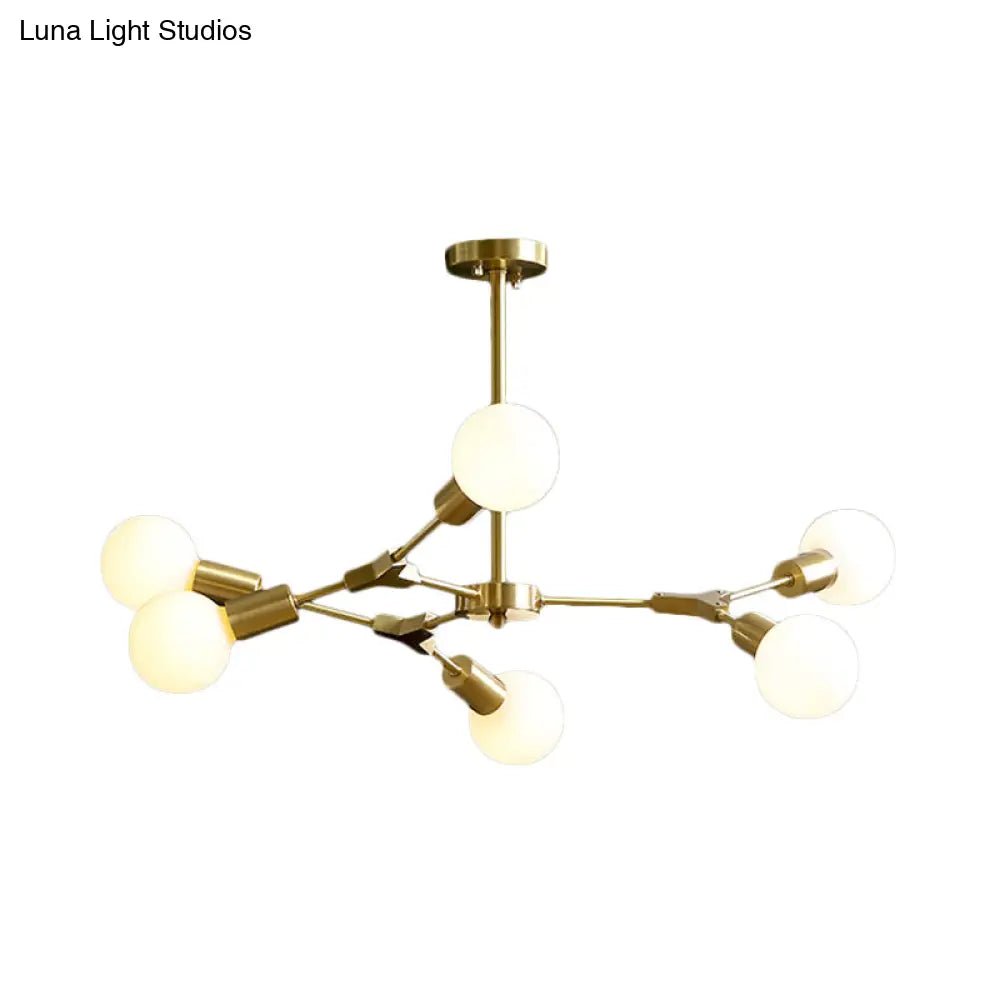 DecorBites™ DecorBites™ Rotatable Semi Flush Mount Ceiling Light with Brass Branches & Open Bulb Design - Modernistic 6-Head Metal Fixture