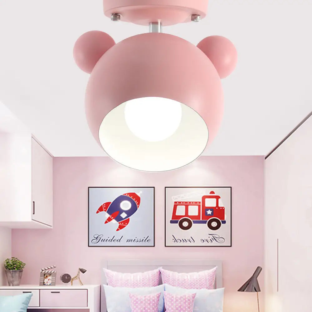 DecorBites™ DecorBites™ Rotating Bear Head Ceiling Lamp - Stylish Macaron Loft Metal Light for Balconies