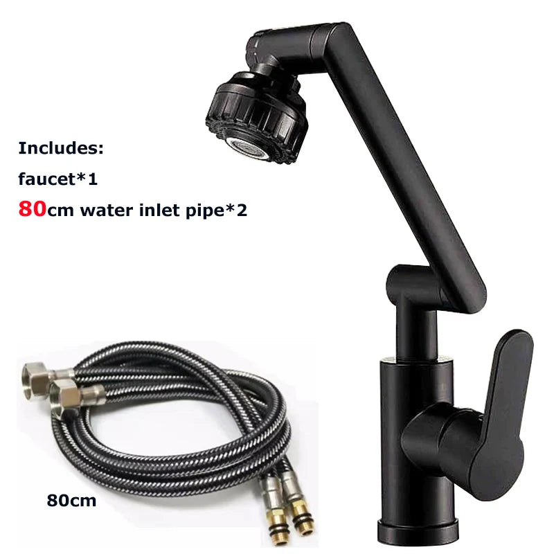 Rotating Dual-mode Faucet for Kitchen and Bathroom - black-C
