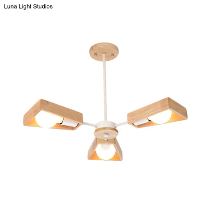 Rotating Trapezoid Wood Chandelier with Multiple Pendants - Modern Dining Room Lighting