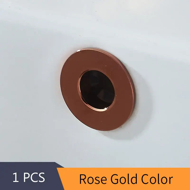 Rose gold-colored smooth polished brass sink overflow cover for kitchen and bathroom decorbites brass sink overflow set